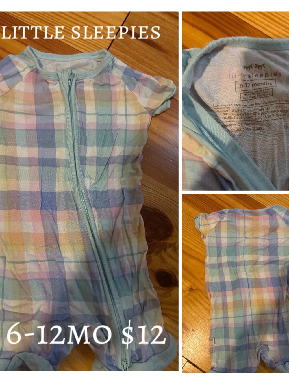 Little Sleepies Pastel Plaid Zip Romper - Blue/Multi